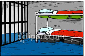 Two Bunks In a Prison Cell Royalty Free Clipart Picture