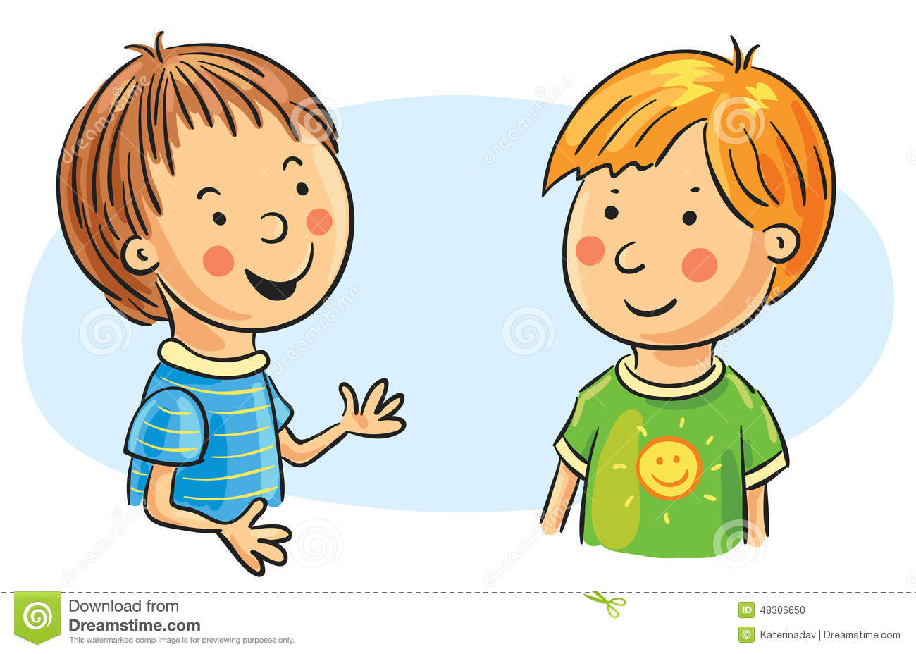 Two Cartoon Boys Talking No Gradients