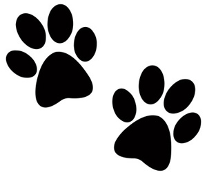 Two Dog Paw Prints in Silhouette Cartoon Dog Clip Art