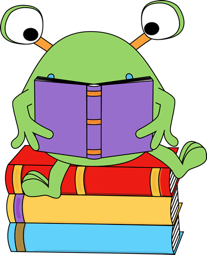 Two-Eyed Monster Reading a Book Clip Art