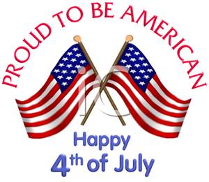 Two Flags Crossed For 4th of July - Royalty Free Clipart Picture