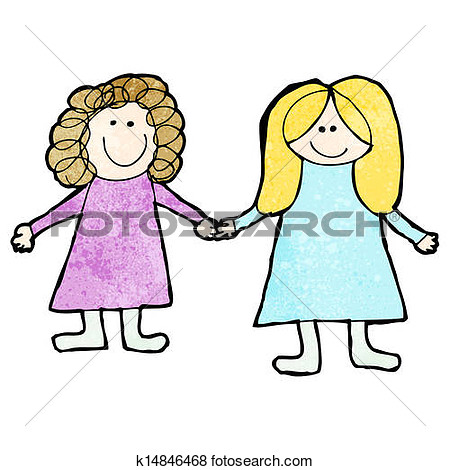 two friends holding hands . - Friends Holding Hands Clipart