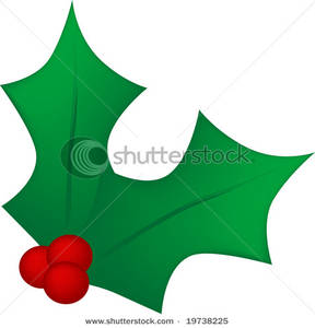 Two Holly Leaves with Three R - Holly Leaves Clipart