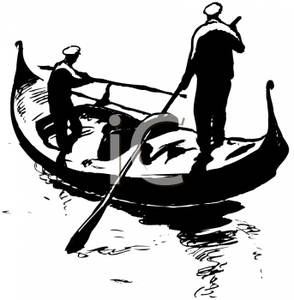 Two Men Rowing A Gondola Royalty Free Clipart Picture