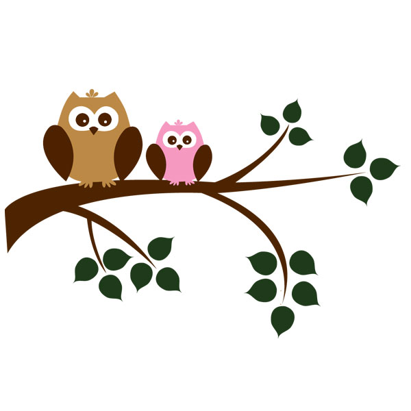 ... two owls on branch clip art ...