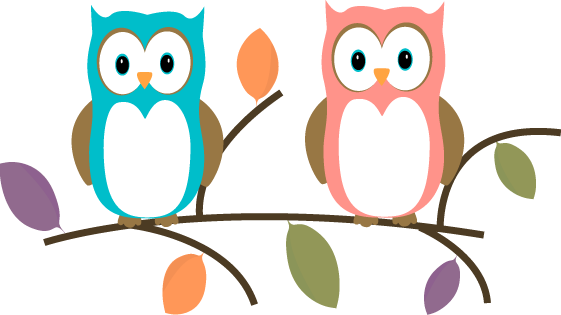 Two Owls Sitting on a Tree Br - Owls Clip Art