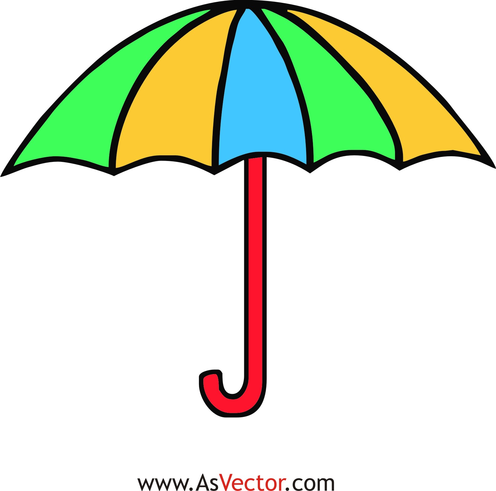 Green cartoon umbrella clipar