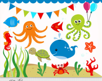 Under the sea / Underwater Clip Art / Digital Clipart - Instant Download - EPS and PNG files included - 16 cliparts - commercial use OK