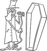 Administrative Management Services; undertaker with coffin cartoon  illustration