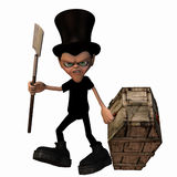Undertaker 2. An undertaker dragging a coffin and carrying a shovel Royalty  Free Stock Photo