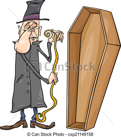 Undertaker With Coffin Cartoon Illustration