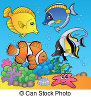 ... Underwater animals and fishes 2 - vector illustration.