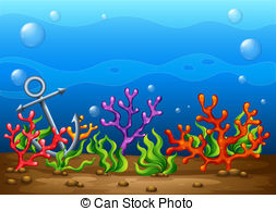 ... Underwater - Illustration of coral reefs under the ocean