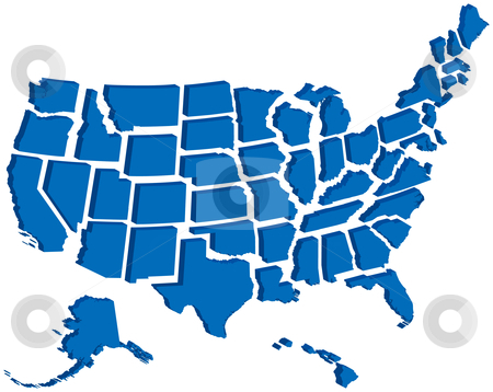 United States 3d Map Stock Ve - States Clipart
