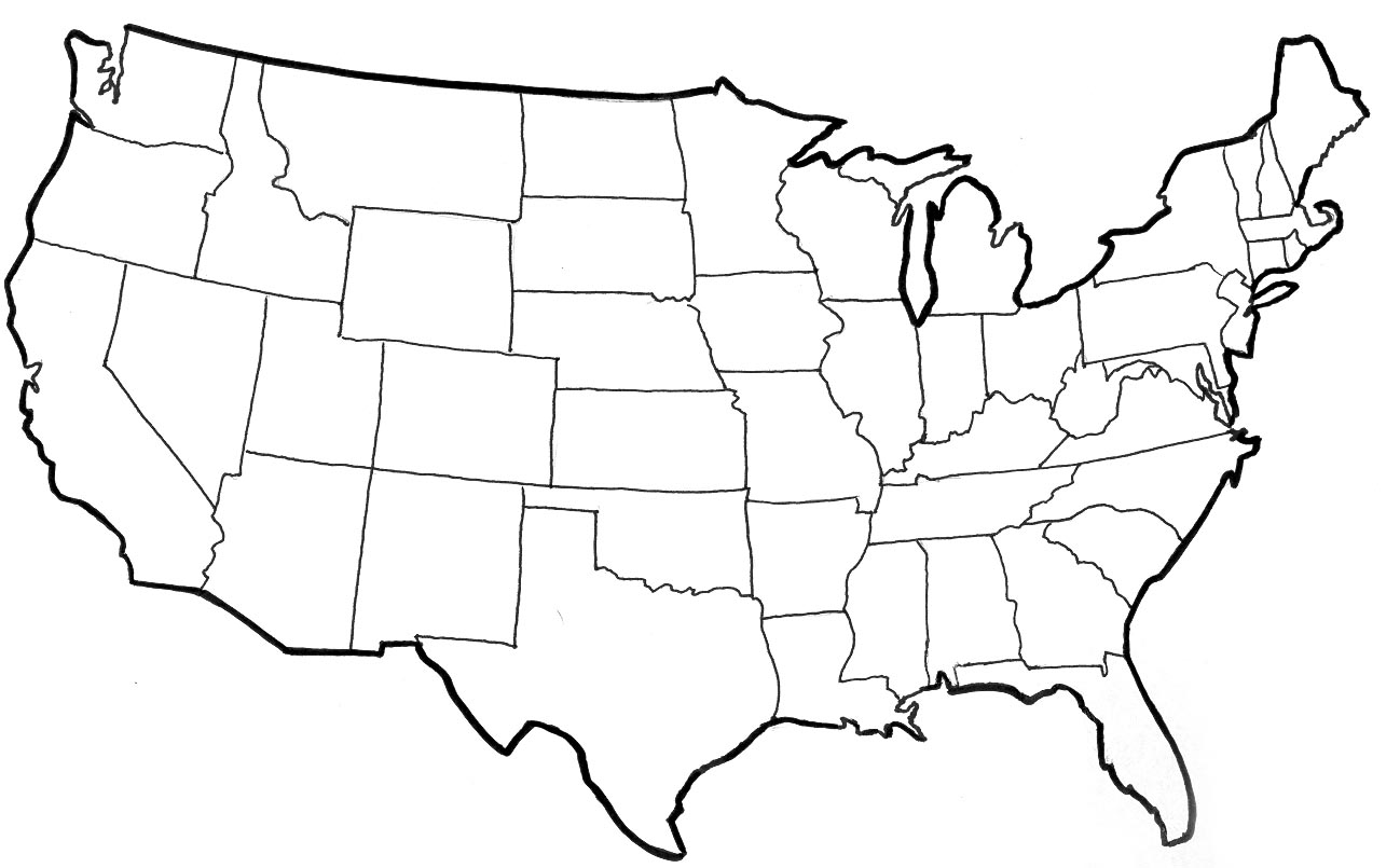 United States Vector Outline  - United States Map Clip Art