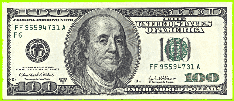 Us Hundred Dollar Bill Public Domain Clip Art Image