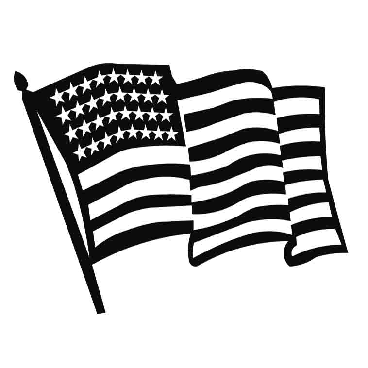 Usa flag clip art black and .