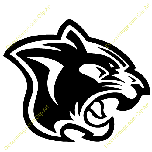 Cougar Mascot Head in Black..