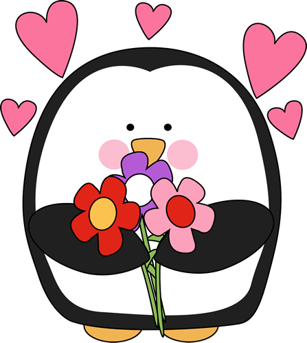 Valentineu0026#39;s Day Penguin with Flowers