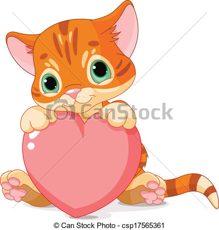 ... Valentines Day Kitten - Cute little kitten holding Love.