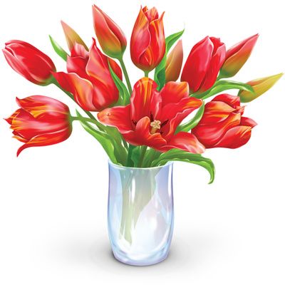 Vase Of Flowers Clip Art | Flower Bouquet Clipart, Dozen Tulips Vase Illustration | Just