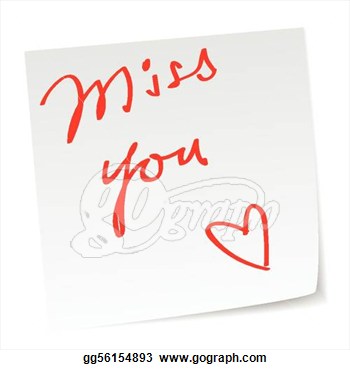 Vector Art Love Note With Miss You Message Clipart Drawing
