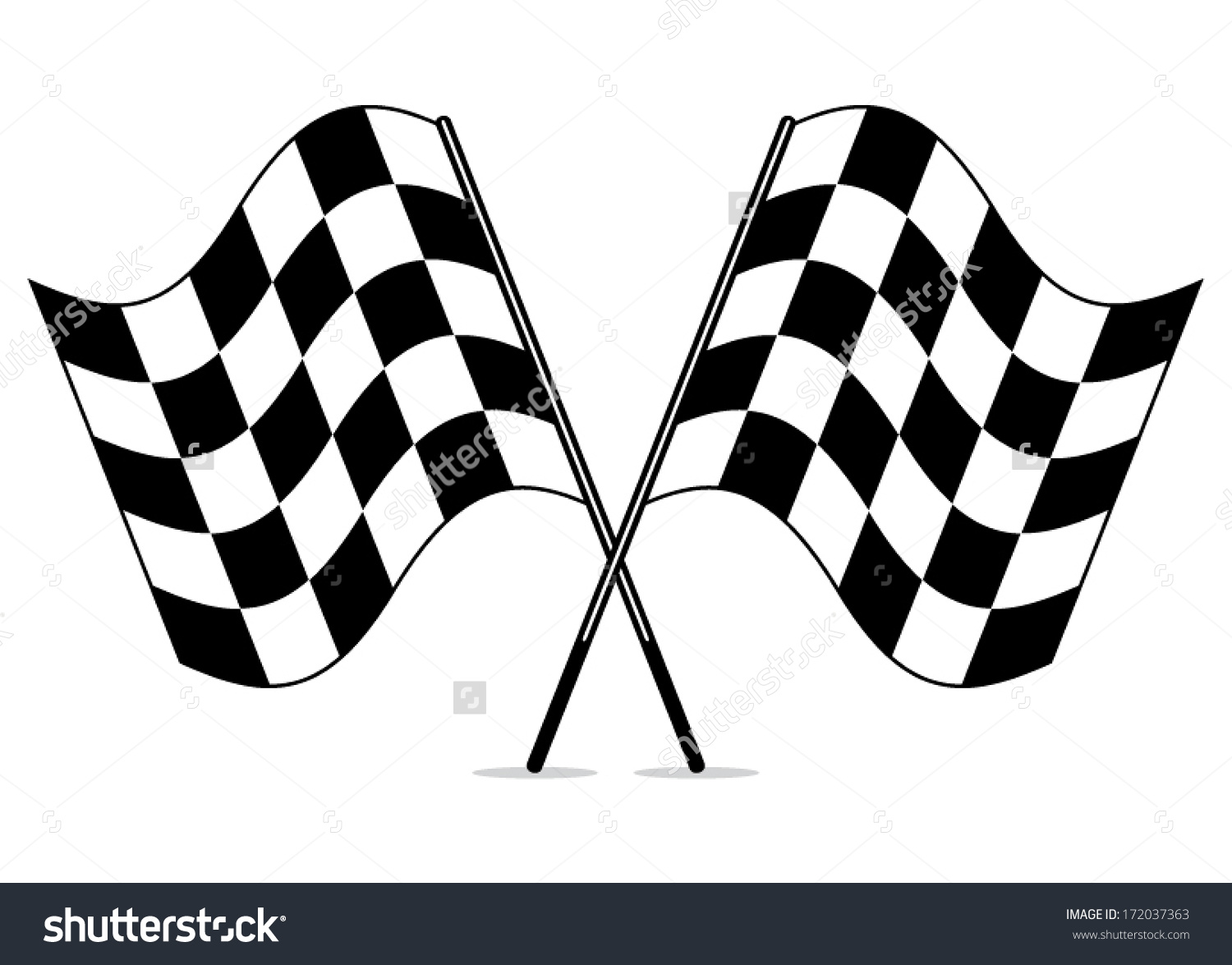vector black and white crossed racing checkered flags clipart