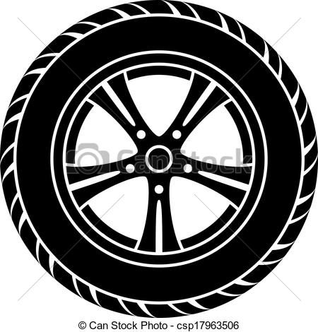 ... vector car wheel black white symbol