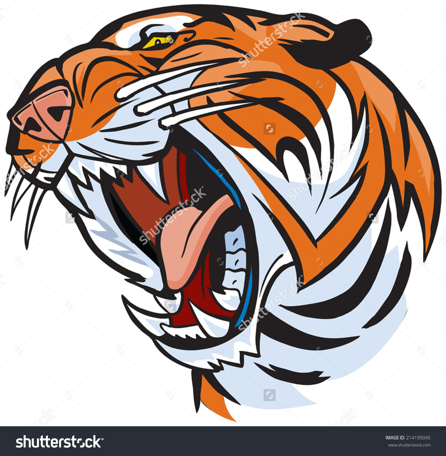 Vector Cartoon Clip Art Illustration of a roaring tiger head.