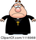 Vector Cartoon Depressed Priest Royalty Free Clipart Graphic
