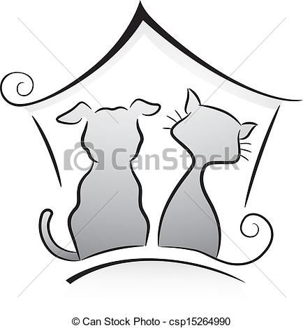 Vector - Cat and Dog Shelter  - Animal Shelter Clipart