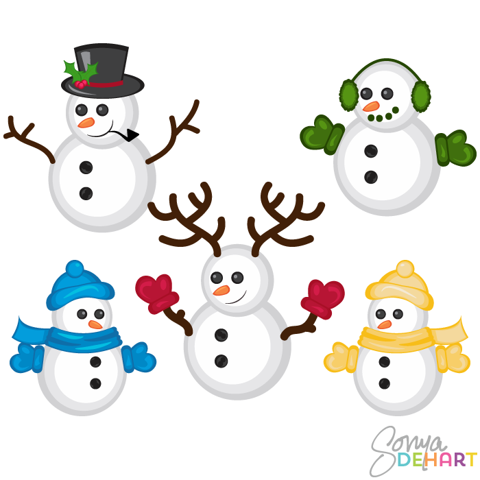 Vector Clip Art Christmas Sno - Snowmen Clipart