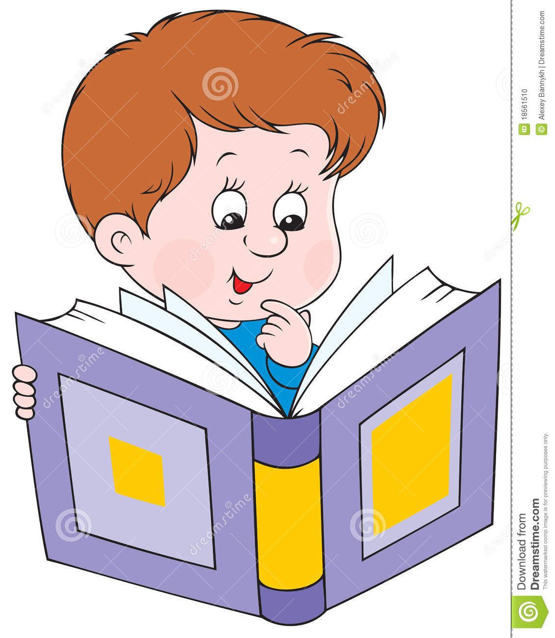 Vector Clip Art Of A Little Boy Reading A Book
