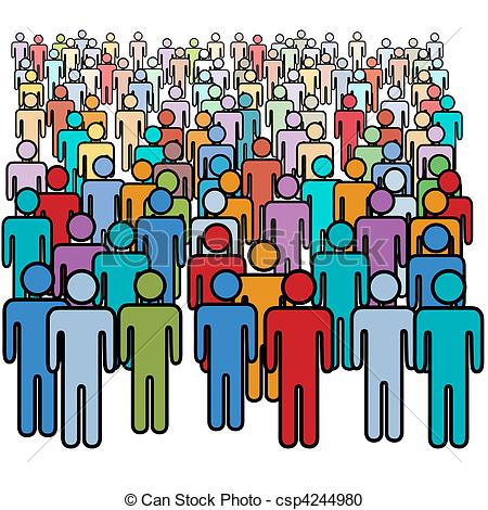 Vector Clipart Of Big Crowd Of Many Colors Social People Group A Big
