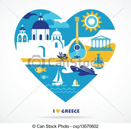 Vector Clipart Of Greece Love - Greece Clipart