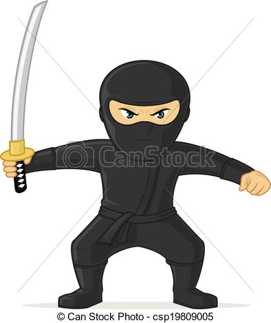 Vector Clipart Of Ninja Angry - Ninja Clip Art
