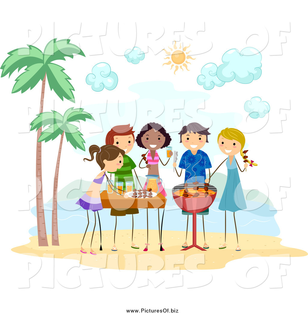 Vector Clipart of Stick Peopl - Beach Party Clip Art