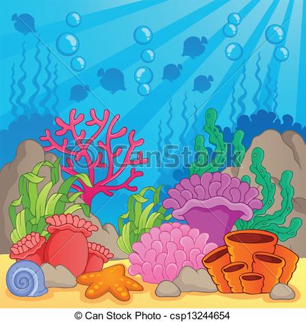 Coral reef animals and .
