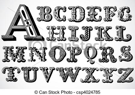 ... Vector Decorative Font Set - Set of ornate letters. Easy to.