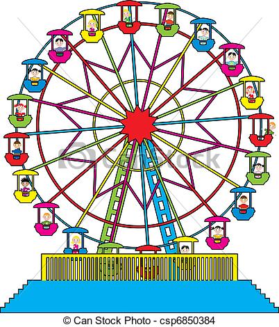 vector ferris wheel with . - Ferris Wheel Clip Art