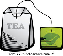 ... Tea bag with label. Hand 