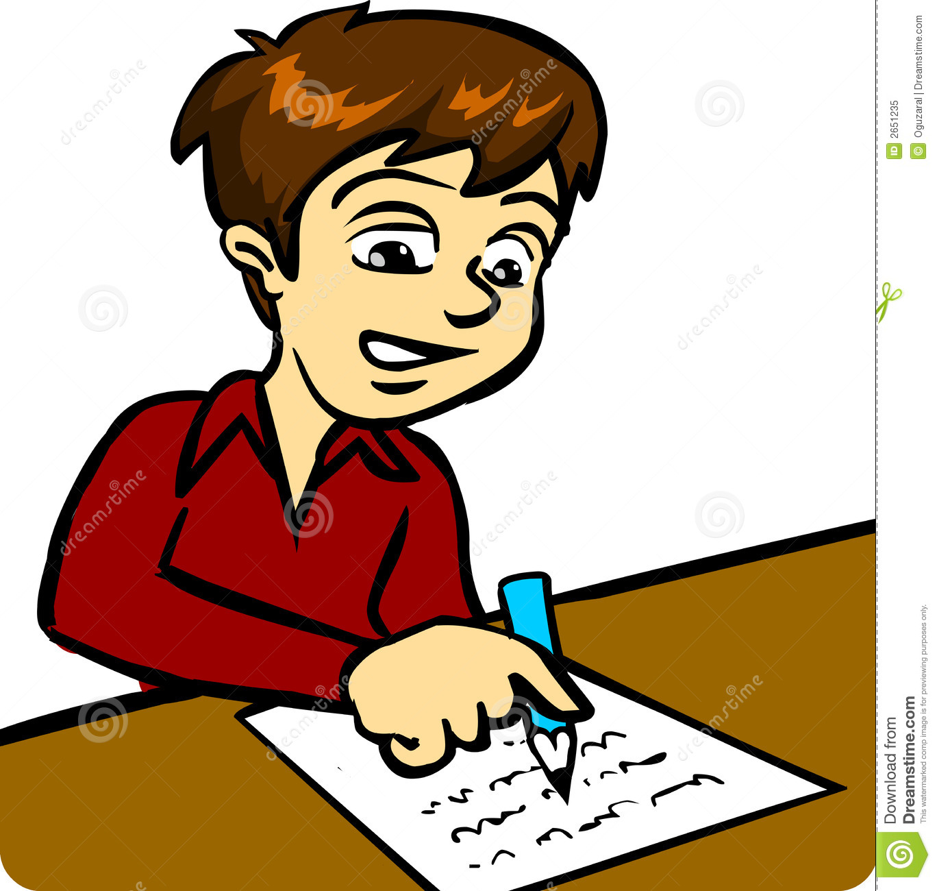 Vector Illustration Of A Boy  - Write Clipart