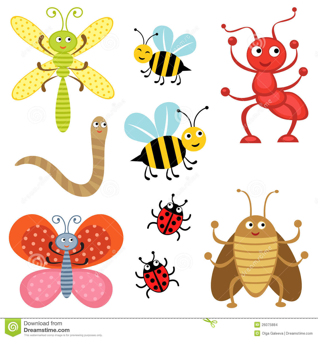 Vector Illustration Of Cute L - Clip Art Bugs