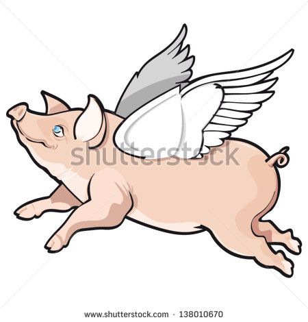 Vector illustration of flying - Flying Pig Clipart