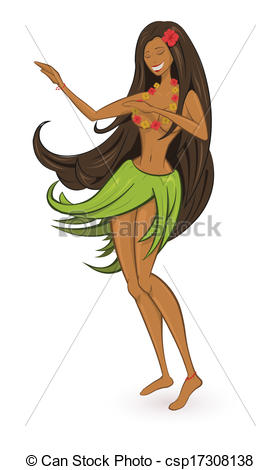 ... Vector illustration of hula girl in hibiscus necklace