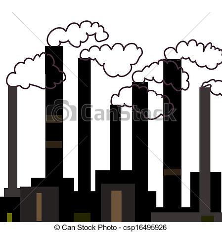 ... Vector illustration of industrial factories, grayscale.