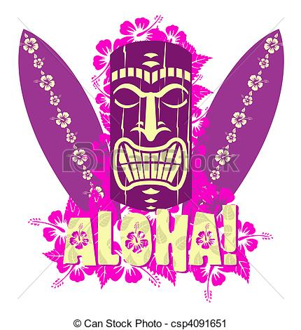 ... Vector illustration of tiki mask with surf boards, and hand... Vector illustration of tiki mask Clipartby ...