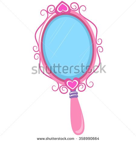 Vector Illustration of Vintage Pink Hand Mirror