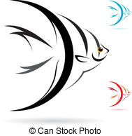 Vector image of an angel fish on white background