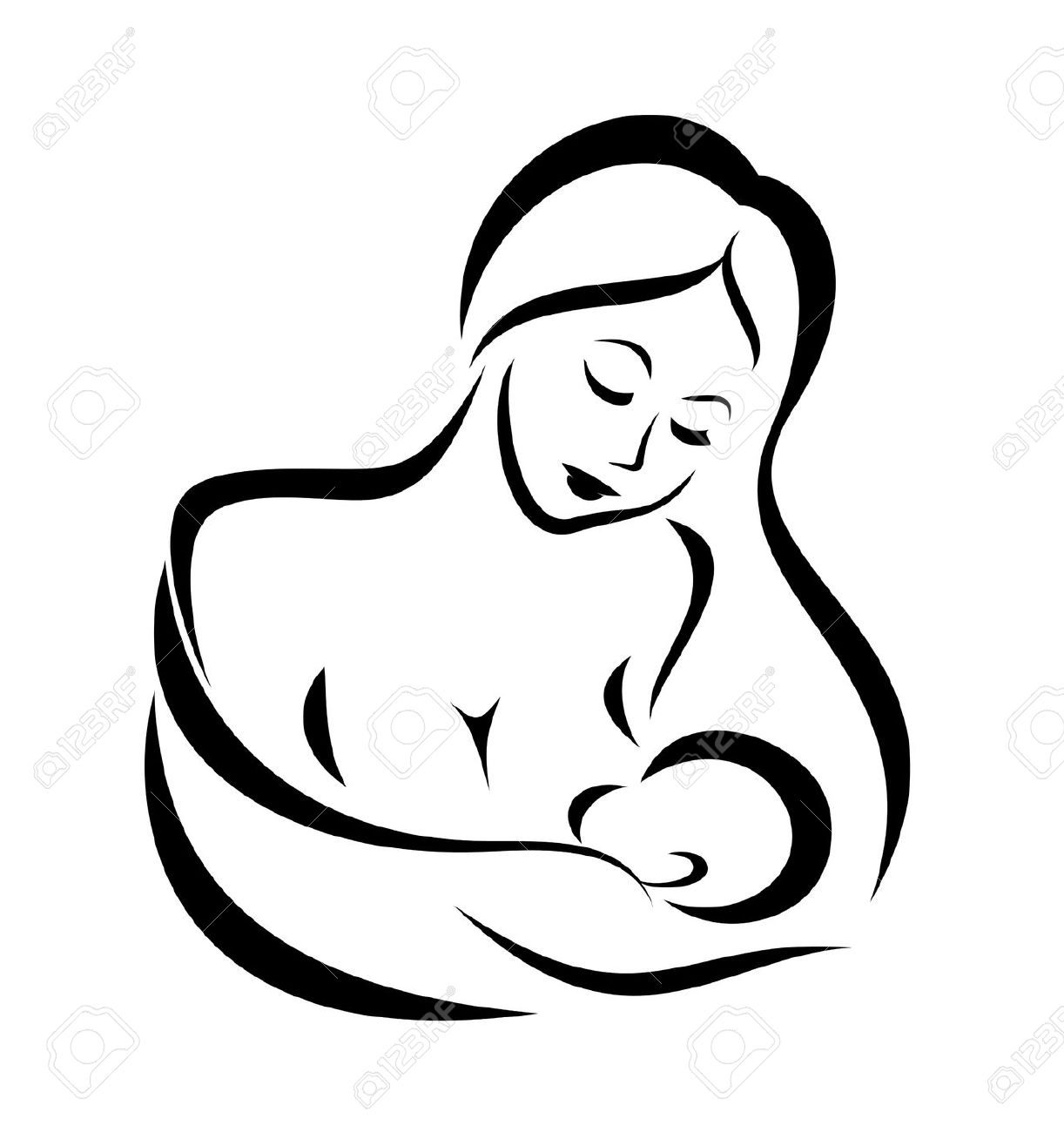 Vector - mother and baby breast feeding